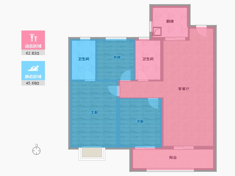 江苏省-徐州市-云龙湖金茂府-97.59-户型库-动静分区