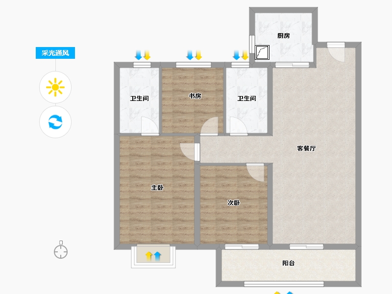 江苏省-徐州市-云龙湖金茂府-97.59-户型库-采光通风