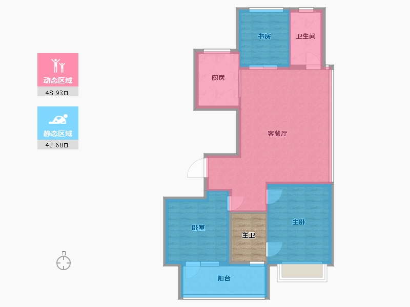 江苏省-徐州市-中南樾府-87.20-户型库-动静分区