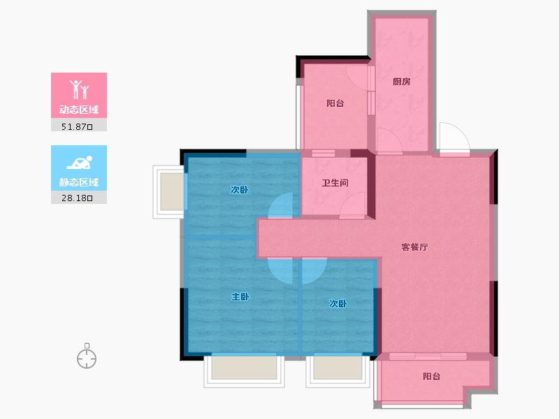 重庆-重庆市-南川恒大滨河左岸-71.24-户型库-动静分区