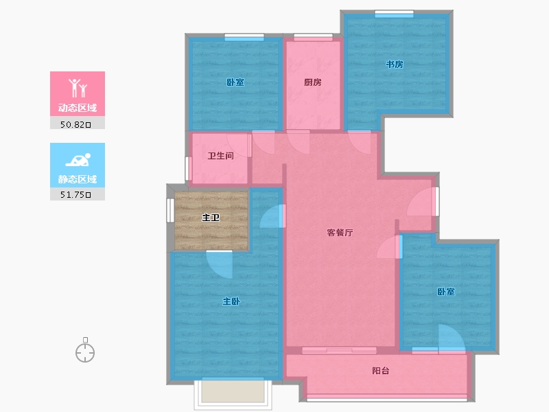 江苏省-徐州市-中南樾府-96.24-户型库-动静分区