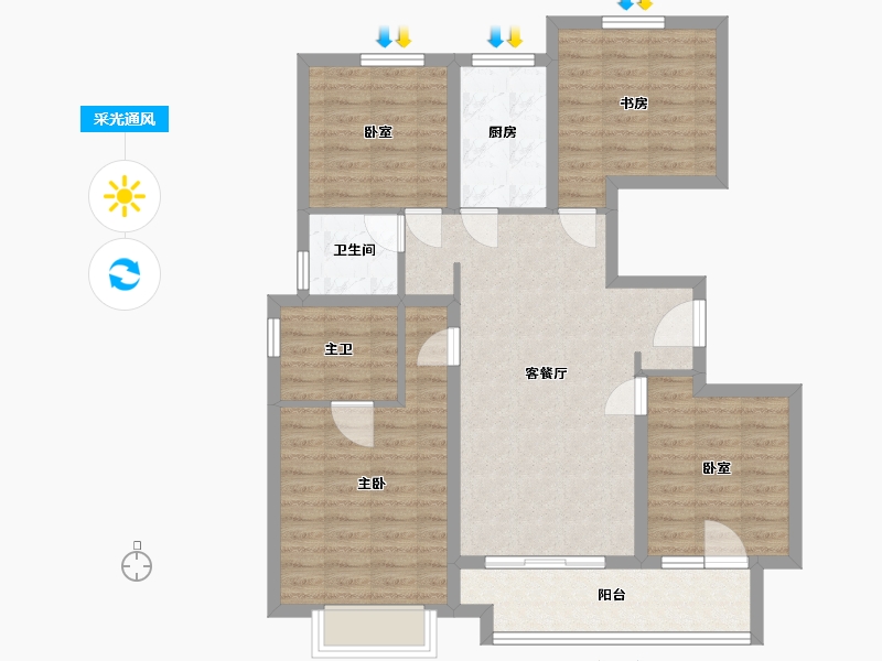 江苏省-徐州市-中南樾府-96.24-户型库-采光通风