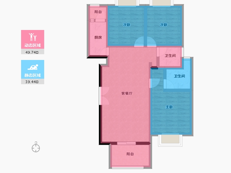 重庆-重庆市-中粮金科浣溪锦云-78.30-户型库-动静分区