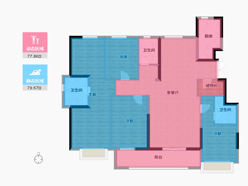 云南省-昆明市-德润香山府-141.60-户型库-动静分区