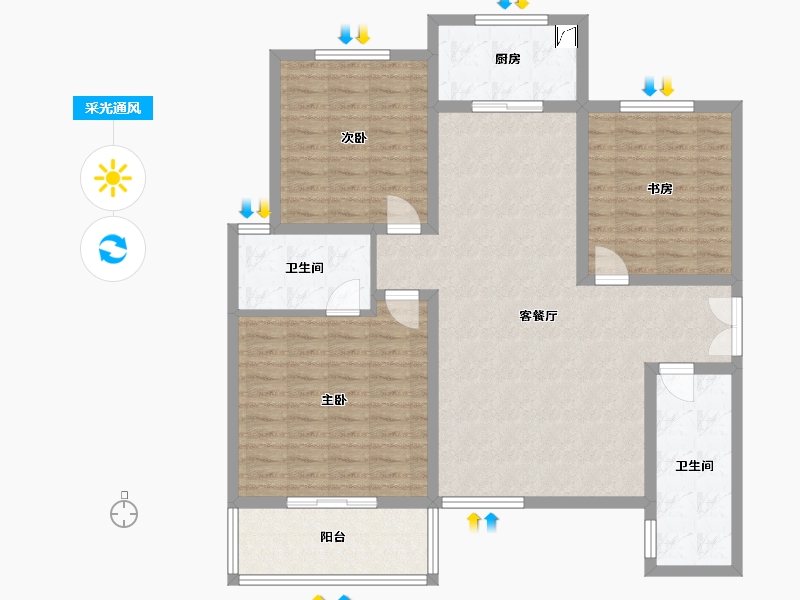 陕西省-宝鸡市-明星佳苑-115.00-户型库-采光通风