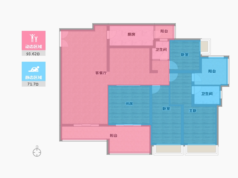 重庆-重庆市-重庆绿岛中心-149.05-户型库-动静分区