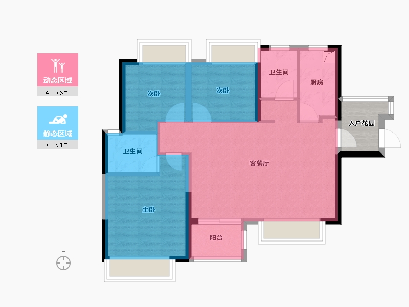 四川省-成都市-融和苑-70.31-户型库-动静分区