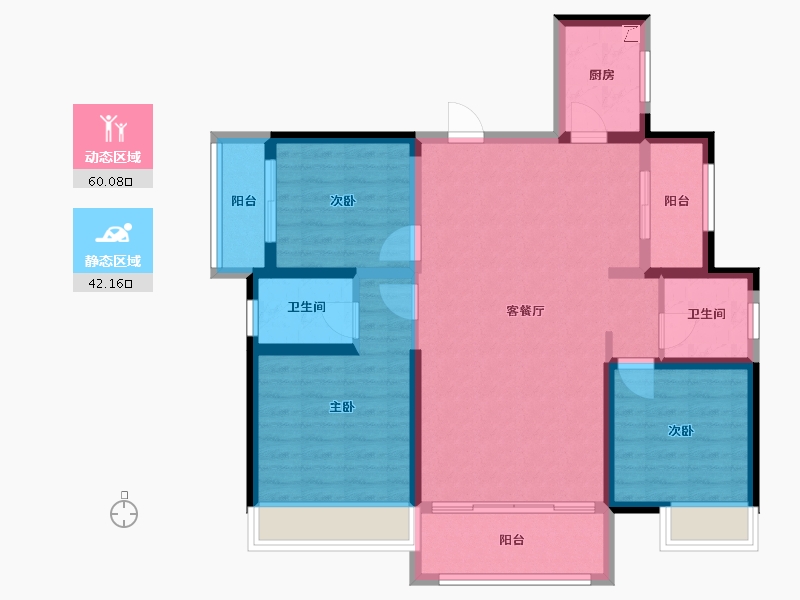 湖南省-常德市-瞰江南-106.00-户型库-动静分区