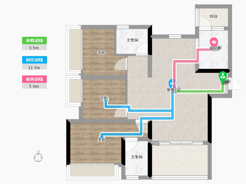 重庆-重庆市-时代云著-75.30-户型库-动静线