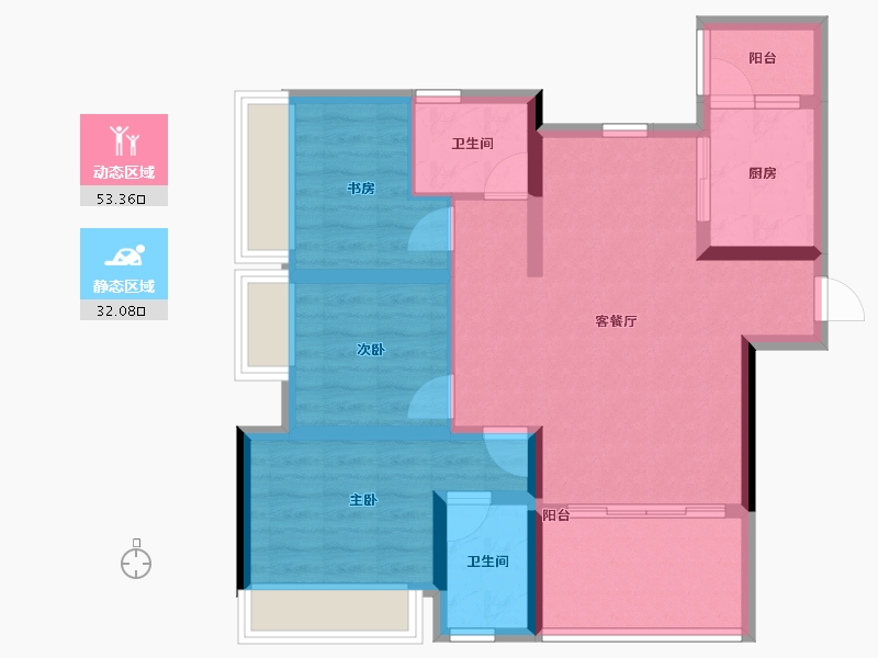 重庆-重庆市-时代云著-75.30-户型库-动静分区