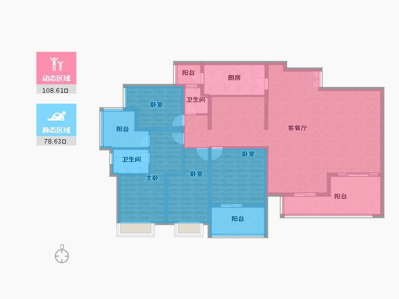 重庆-重庆市-重庆绿岛中心-169.08-户型库-动静分区