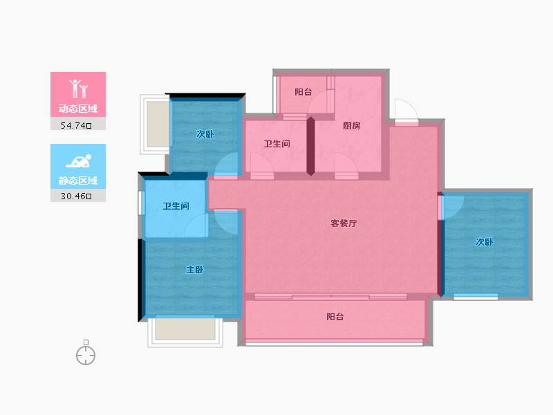 重庆-重庆市-葛洲坝御湖蘭园-75.20-户型库-动静分区