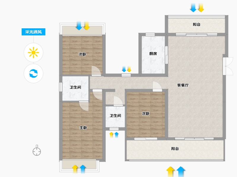 湖南省-邵阳市-云峰时代城-130.00-户型库-采光通风