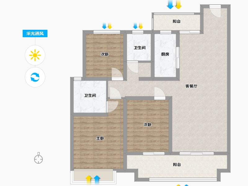 河南省-南阳市-建业城-108.00-户型库-采光通风