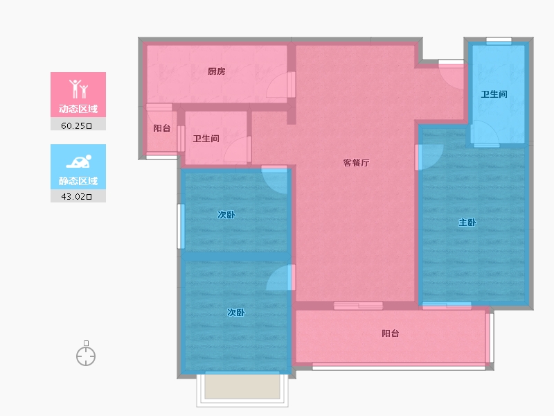 云南省-昆明市-招商雍和府-91.39-户型库-动静分区