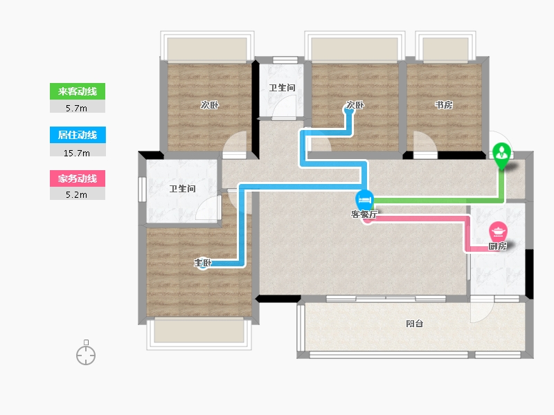 重庆-重庆市-时代云著-96.88-户型库-动静线