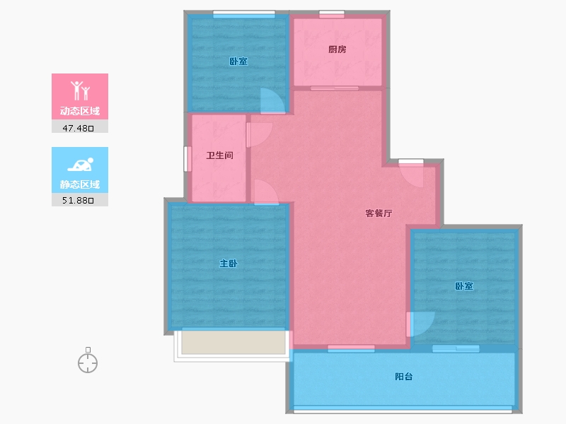 江苏省-徐州市-万科·潮鸣-89.21-户型库-动静分区