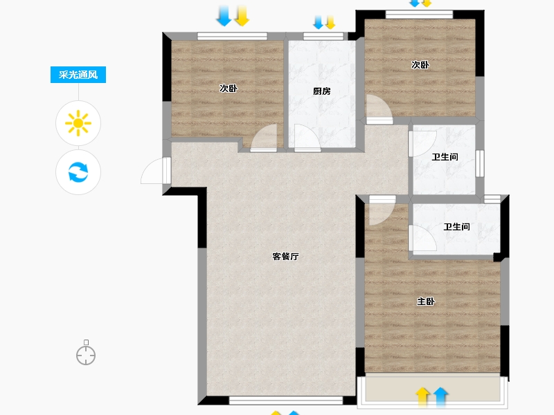 河南省-商丘市-空中花园-90.00-户型库-采光通风