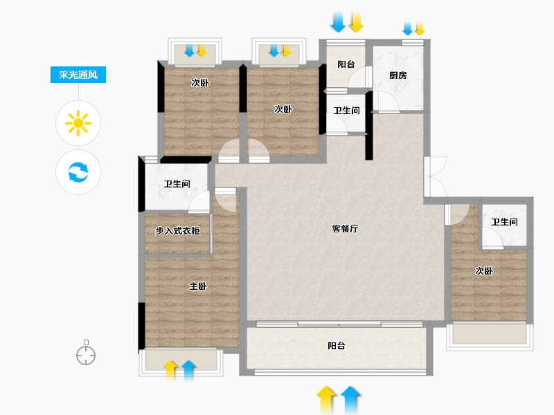 重庆-重庆市-升伟云熙台-118.45-户型库-采光通风