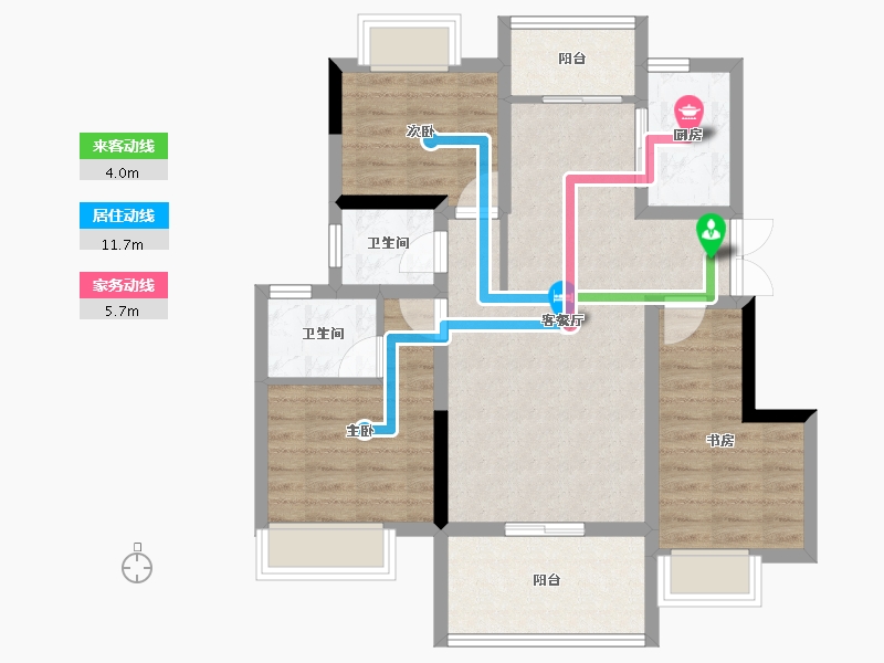 重庆-重庆市-时代云著-77.99-户型库-动静线