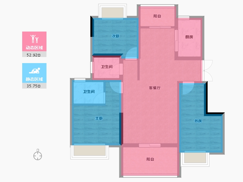 重庆-重庆市-时代云著-77.99-户型库-动静分区