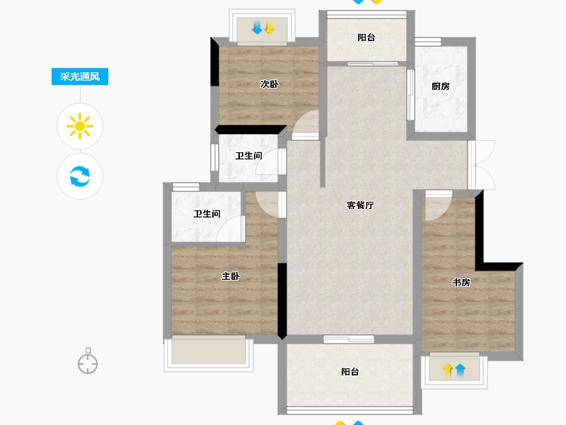 重庆-重庆市-时代云著-77.99-户型库-采光通风