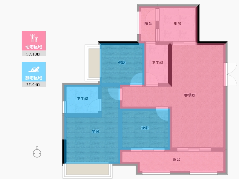 重庆-重庆市-升伟云熙台-77.37-户型库-动静分区