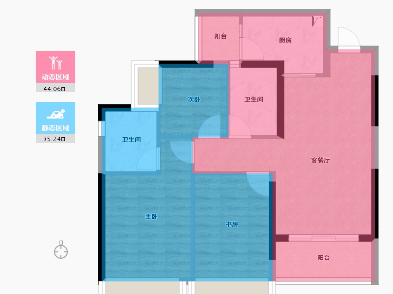 重庆-重庆市-富力院士廷-70.43-户型库-动静分区