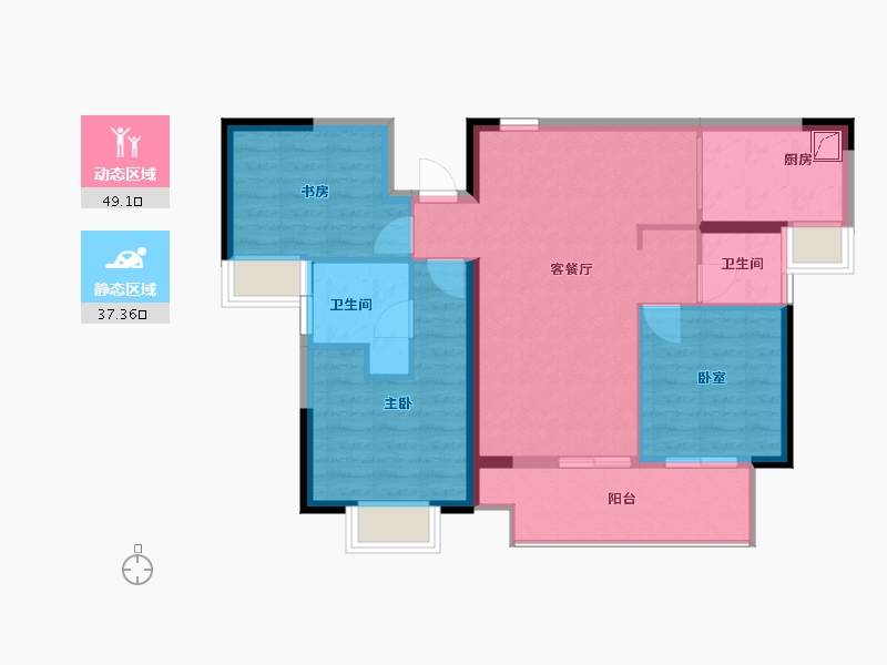 江苏省-徐州市-金地格林世界-77.60-户型库-动静分区