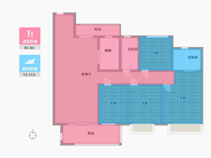 河南省-南阳市-建业城-125.00-户型库-动静分区