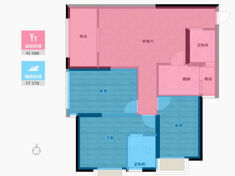 云南省-昆明市-清河居花栖里-71.23-户型库-动静分区