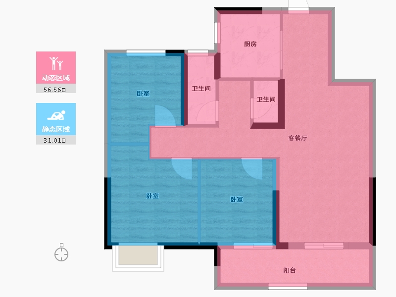 江苏省-徐州市-美的天誉-78.40-户型库-动静分区