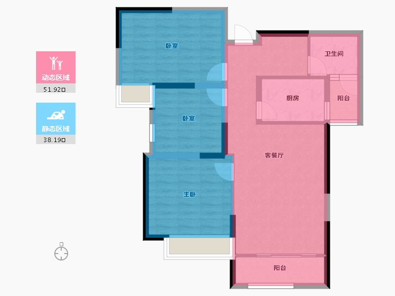 云南省-昆明市-清河居花栖里-80.39-户型库-动静分区