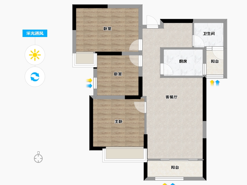 云南省-昆明市-清河居花栖里-80.39-户型库-采光通风