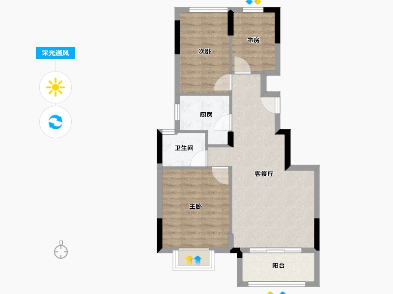 浙江省-金华市-铭扬华府-66.00-户型库-采光通风