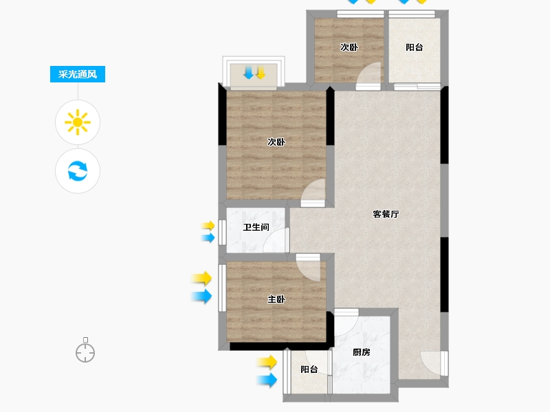 重庆-重庆市-时代云著-66.36-户型库-采光通风