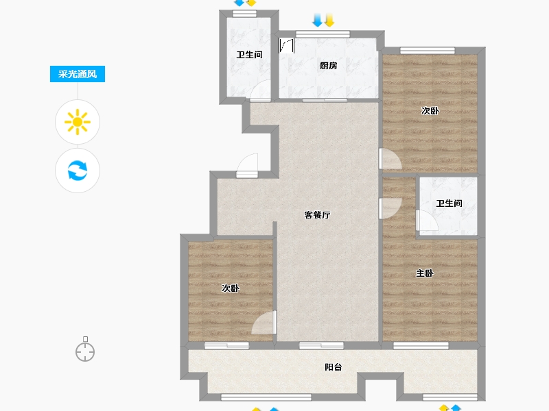 江苏省-徐州市-荣华棠玥府-98.25-户型库-采光通风