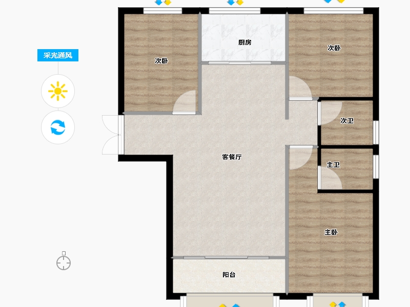 山东省-青岛市-兰庭现河1号-94.40-户型库-采光通风