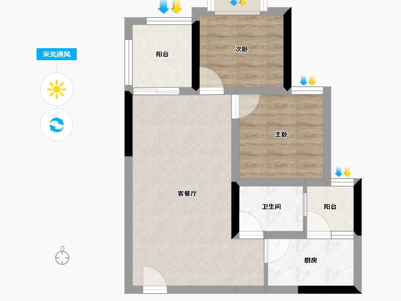 重庆-重庆市-时代云著-51.46-户型库-采光通风