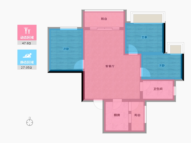 重庆-重庆市-葛洲坝御湖蘭园-65.57-户型库-动静分区