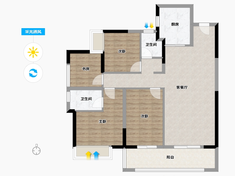 云南省-昆明市-招商雍和府-99.23-户型库-采光通风