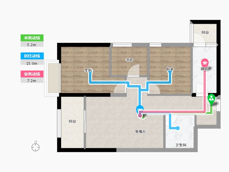 云南省-昆明市-清河居花栖里-64.82-户型库-动静线