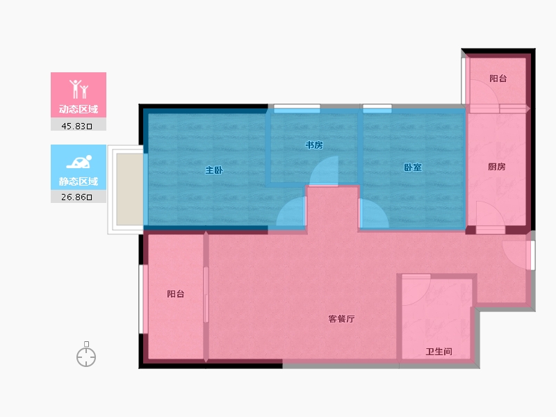 云南省-昆明市-清河居花栖里-64.82-户型库-动静分区