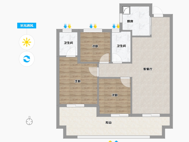 江苏省-徐州市-荣华公园四季-82.51-户型库-采光通风