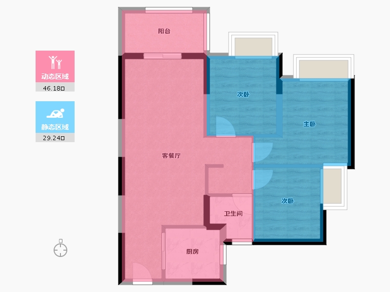 云南省-昆明市-招商雍和府-67.17-户型库-动静分区