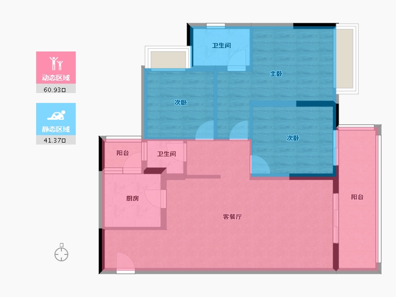 云南省-昆明市-招商雍和府-91.65-户型库-动静分区