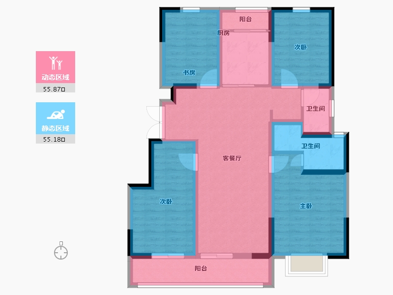 云南省-昆明市-德润香山府-98.40-户型库-动静分区