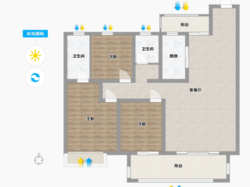 河南省-南阳市-建业城-115.00-户型库-采光通风