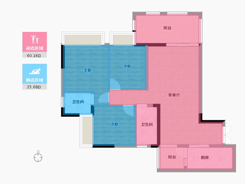 重庆-重庆市-北新御龙湾-85.55-户型库-动静分区