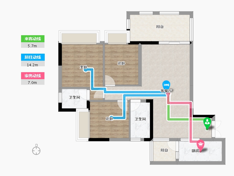 重庆-重庆市-北新御龙湾-85.55-户型库-动静线